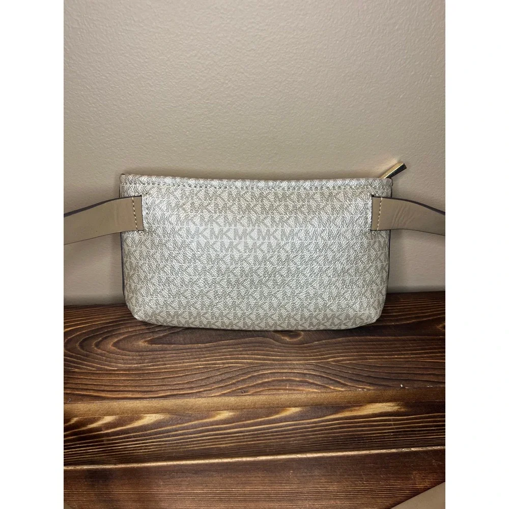 Michael Kors Pale Gold Metallic Signature Logo Belt Bag Fanny Pack